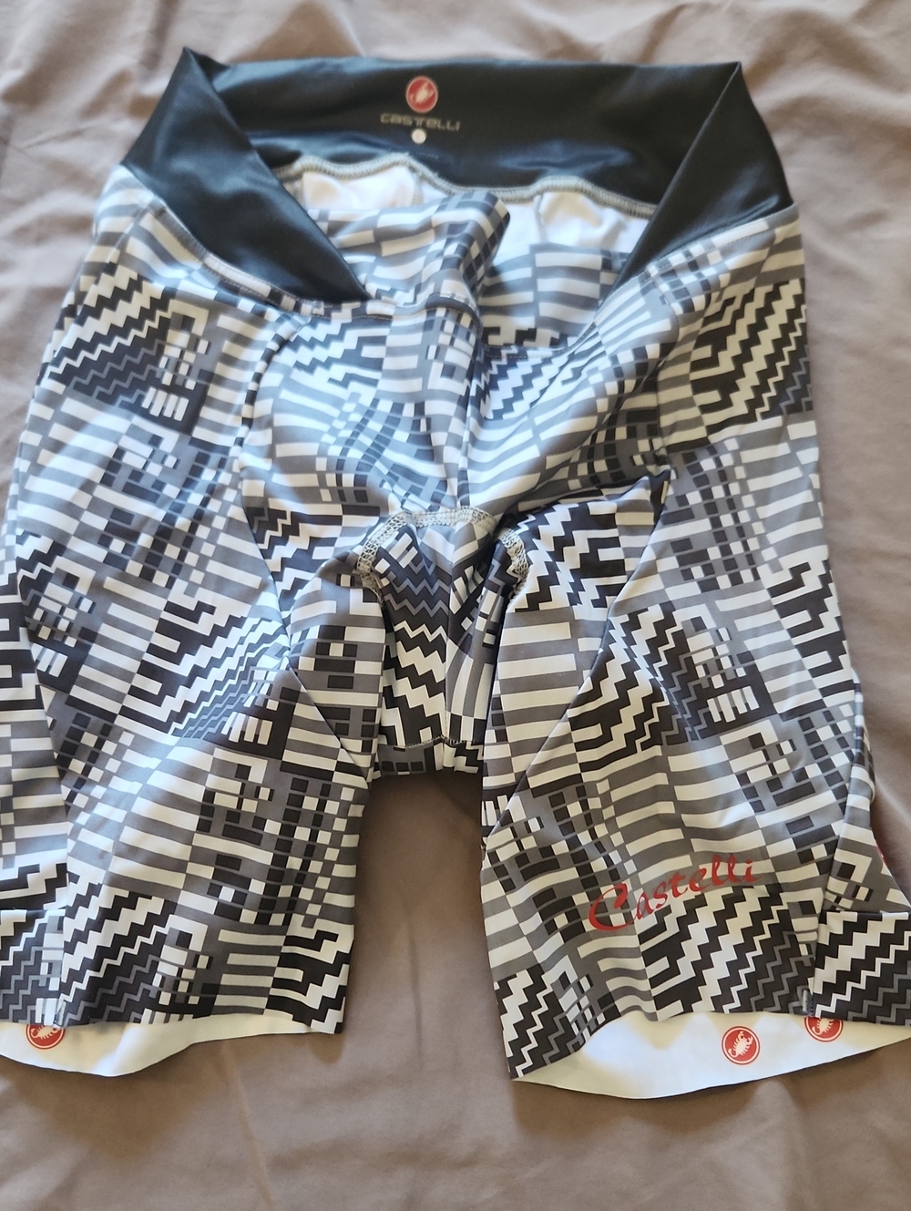 Castelli Black & Gray Geometric Cycling Shorts